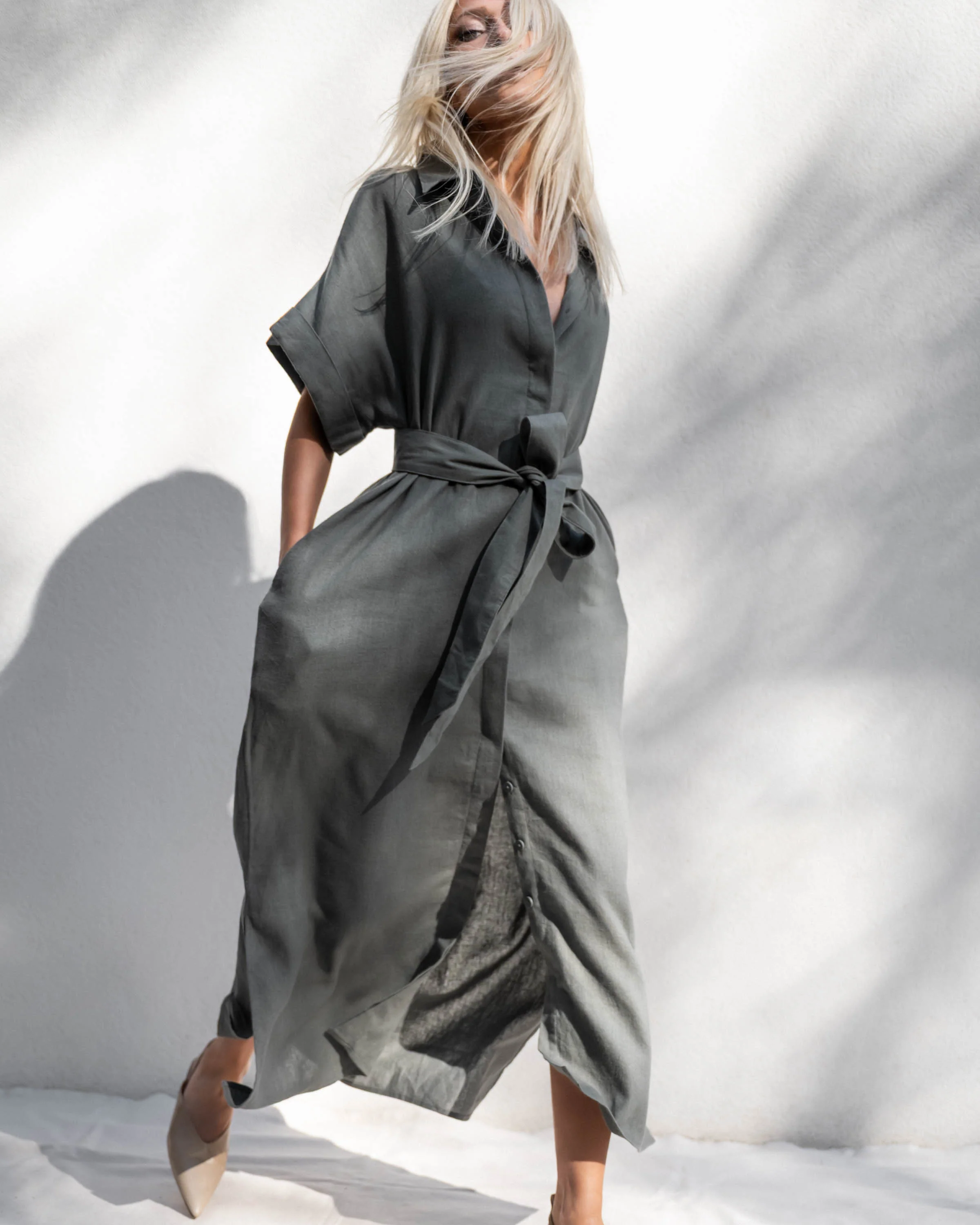 D-Luxe Linen Blend Midi Dress - Image 5