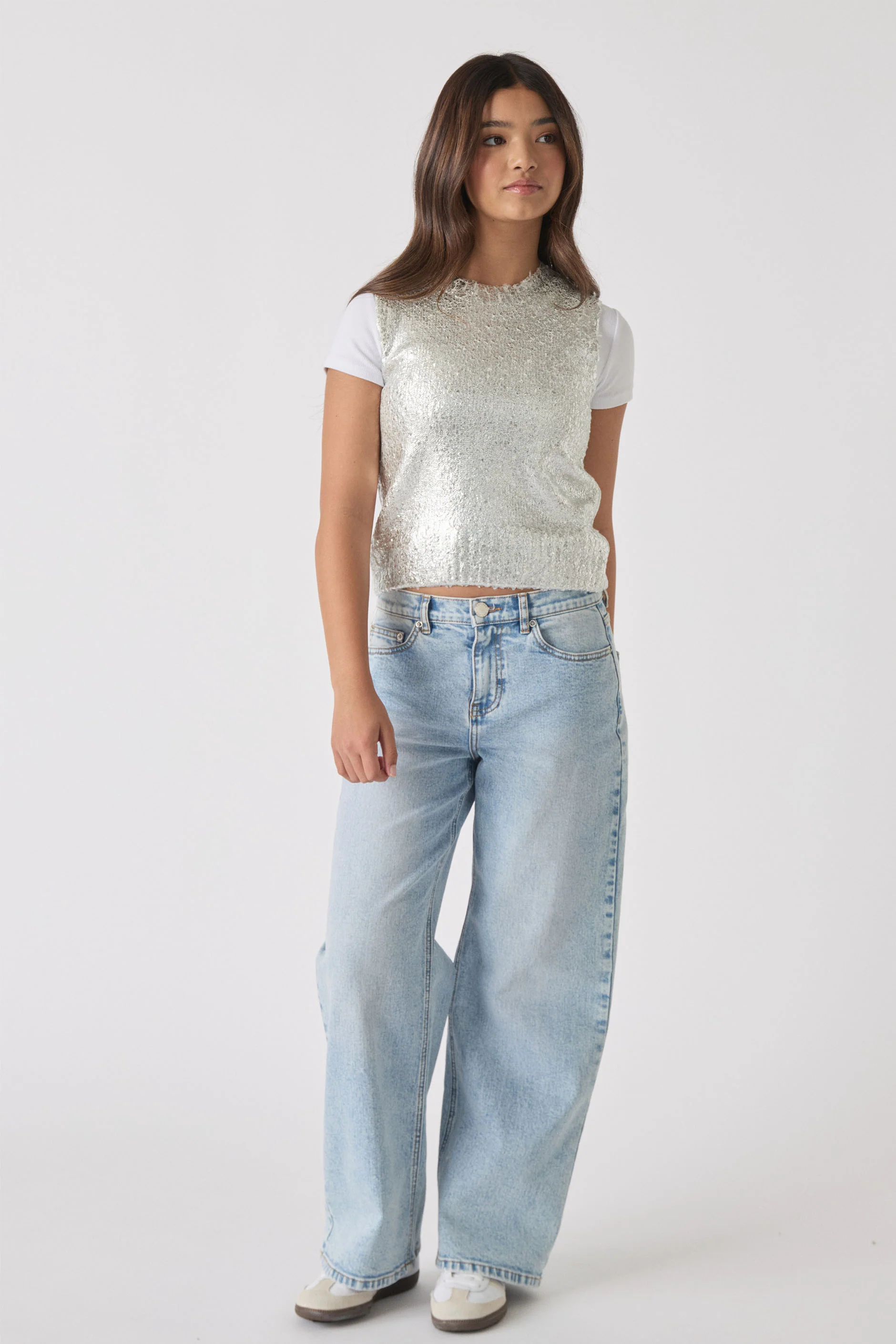 Girls Metallic Knit Vest