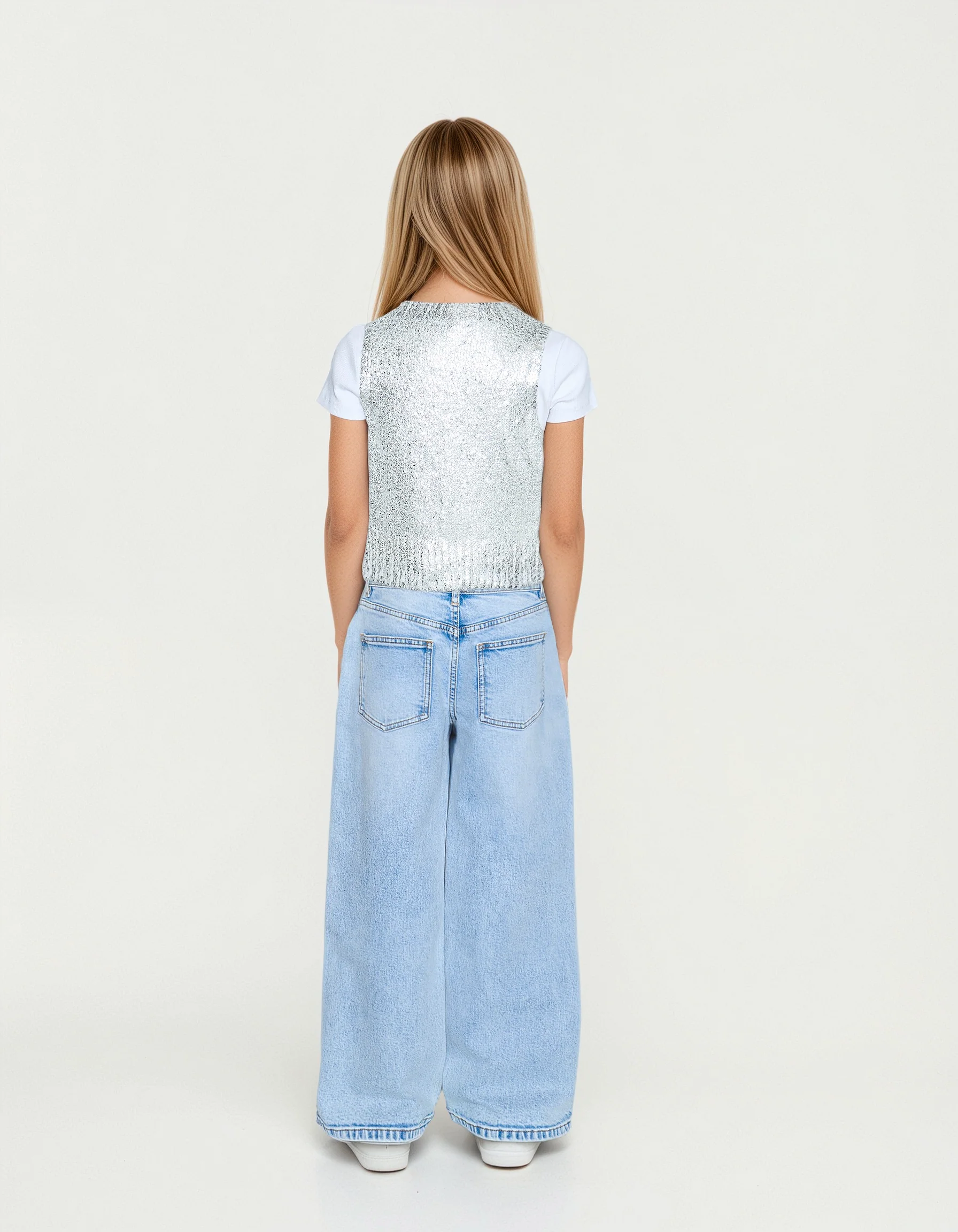 Girls Metallic Knit Vest - Image 4