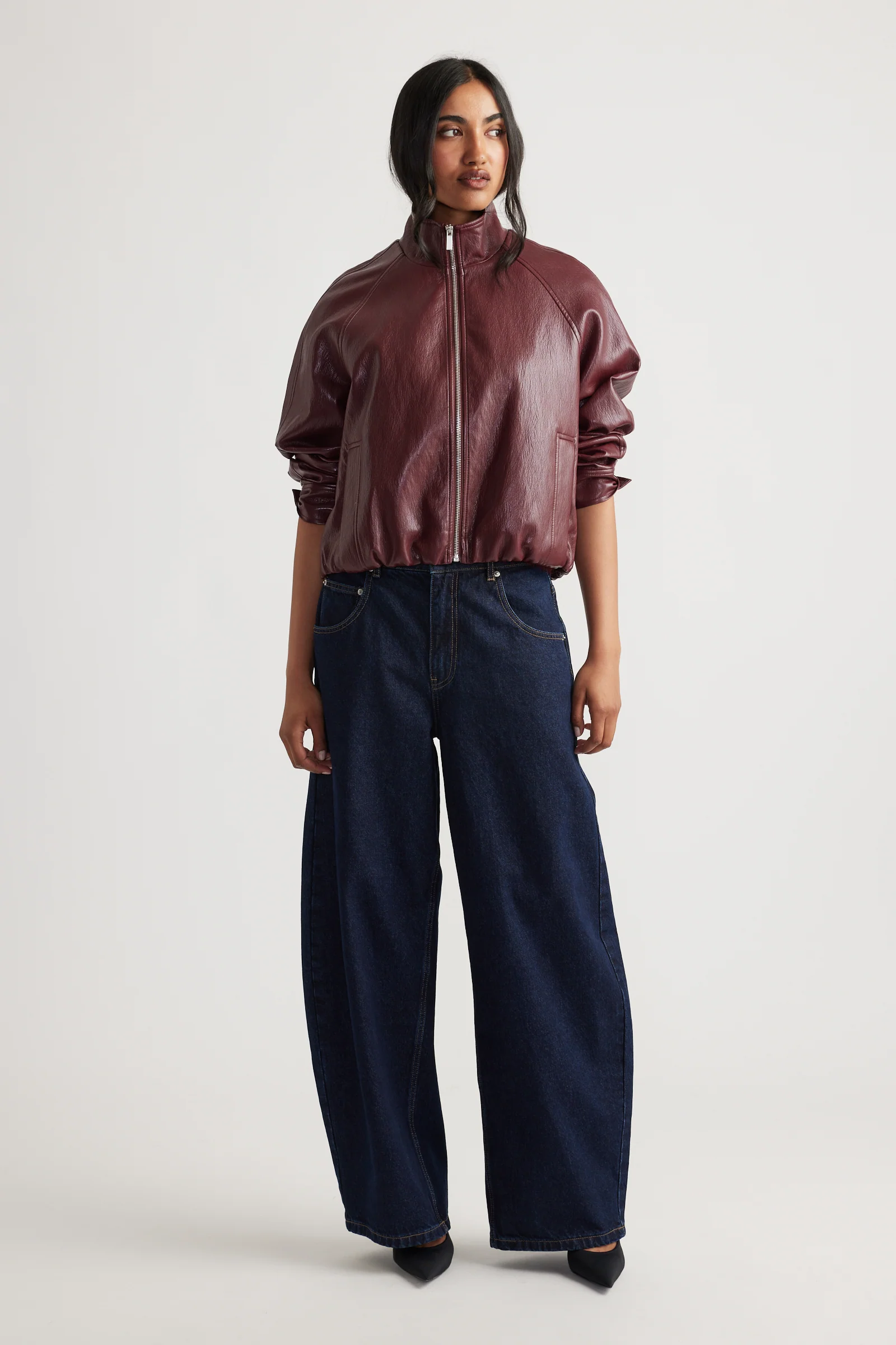 Grace Faux Leather Bomber