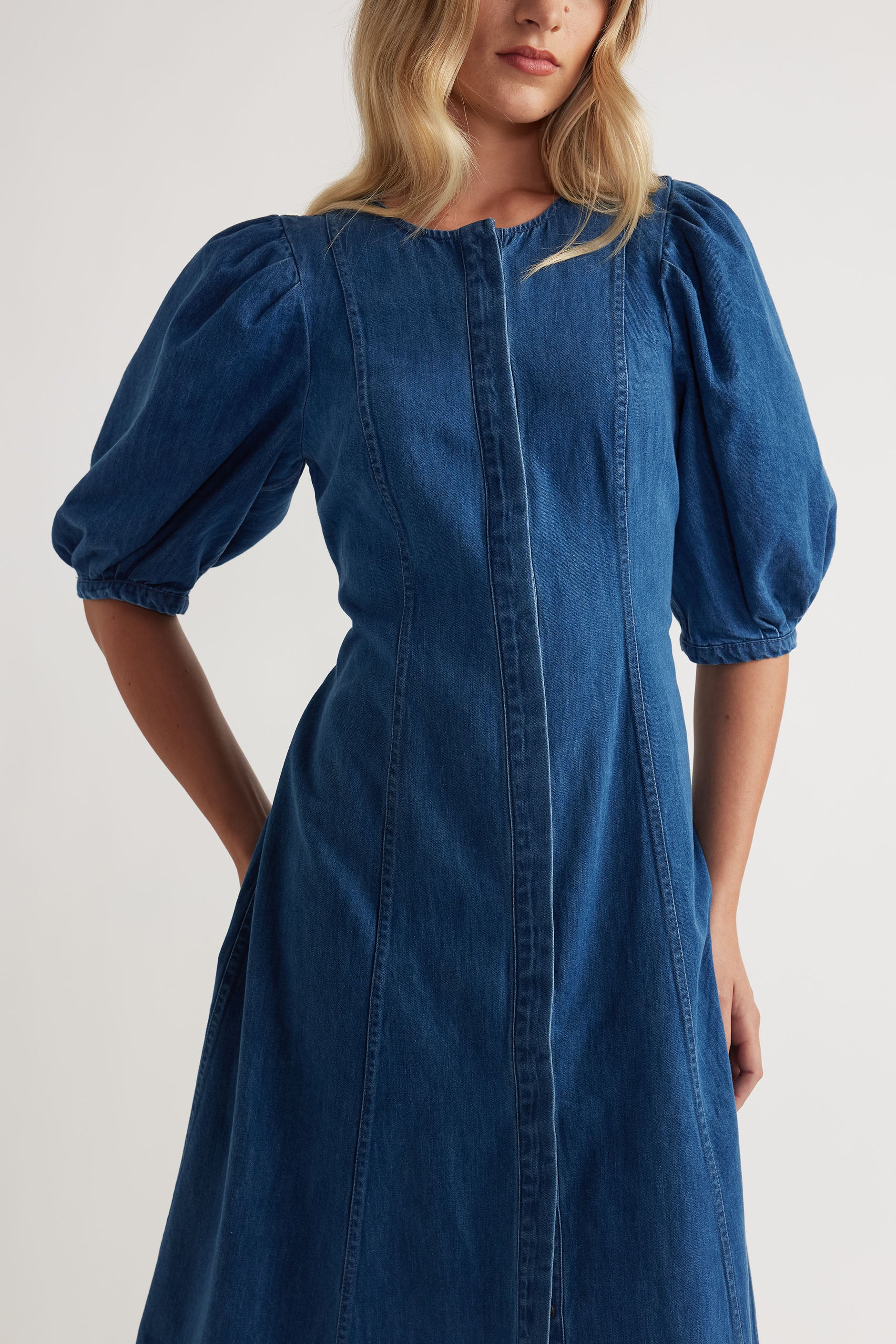 Polly Denim Midi Dress - Image 2