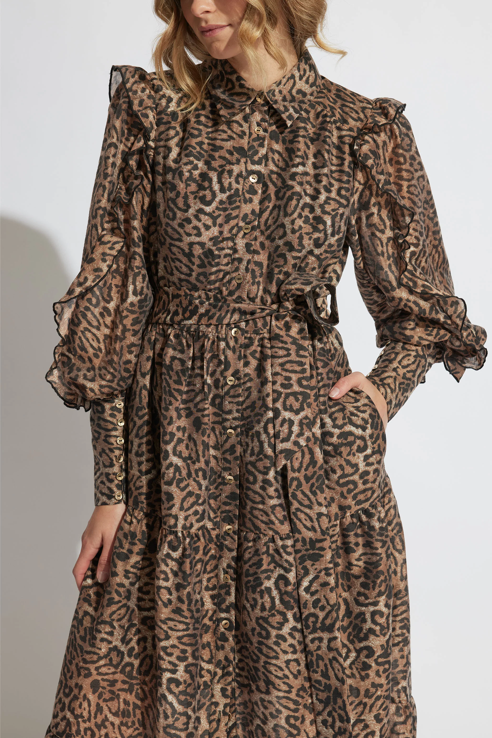 Rina Ruffle Maxi Shirt Dress - Image 2