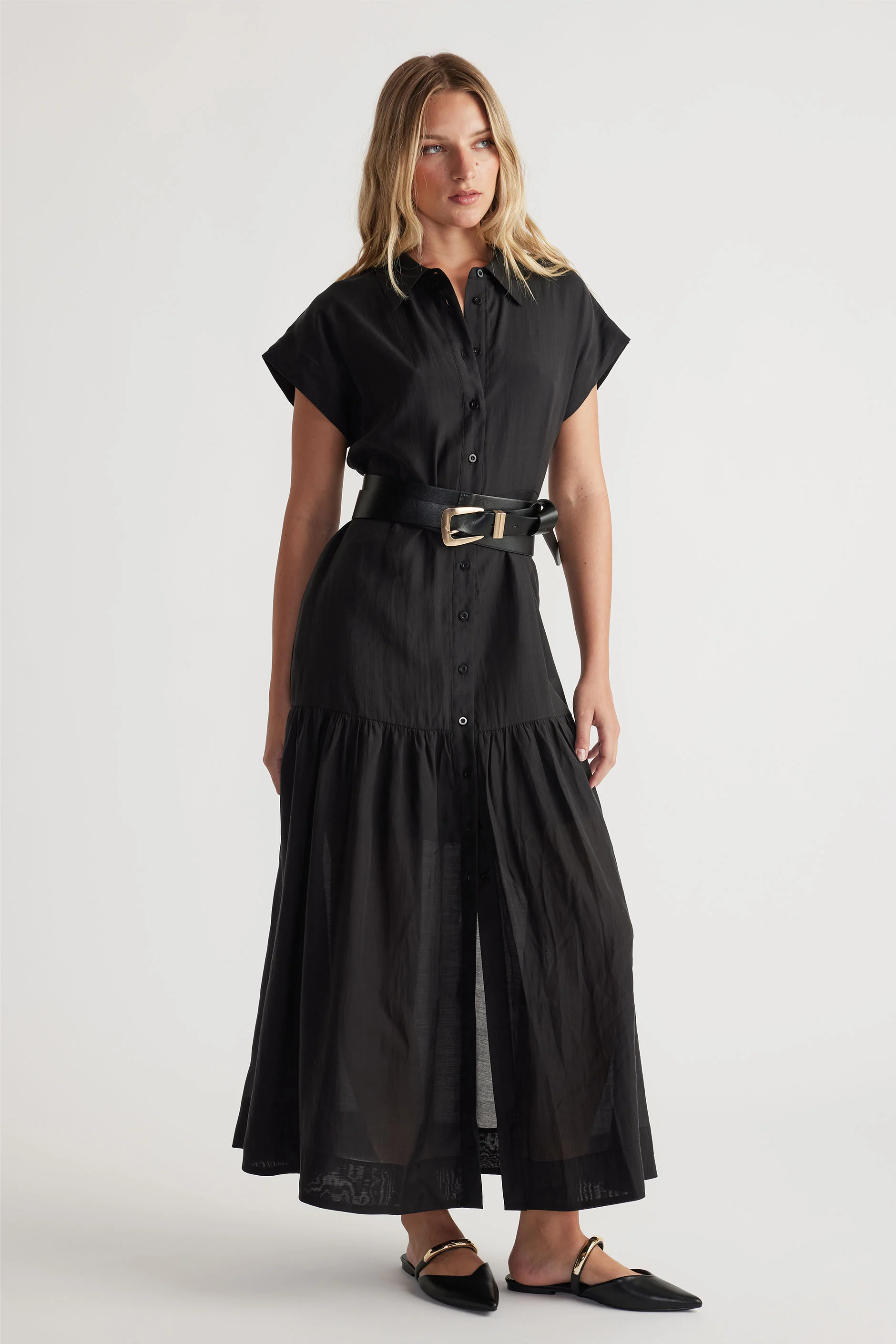 Tamara Tiered Maxi Shirt Dress
