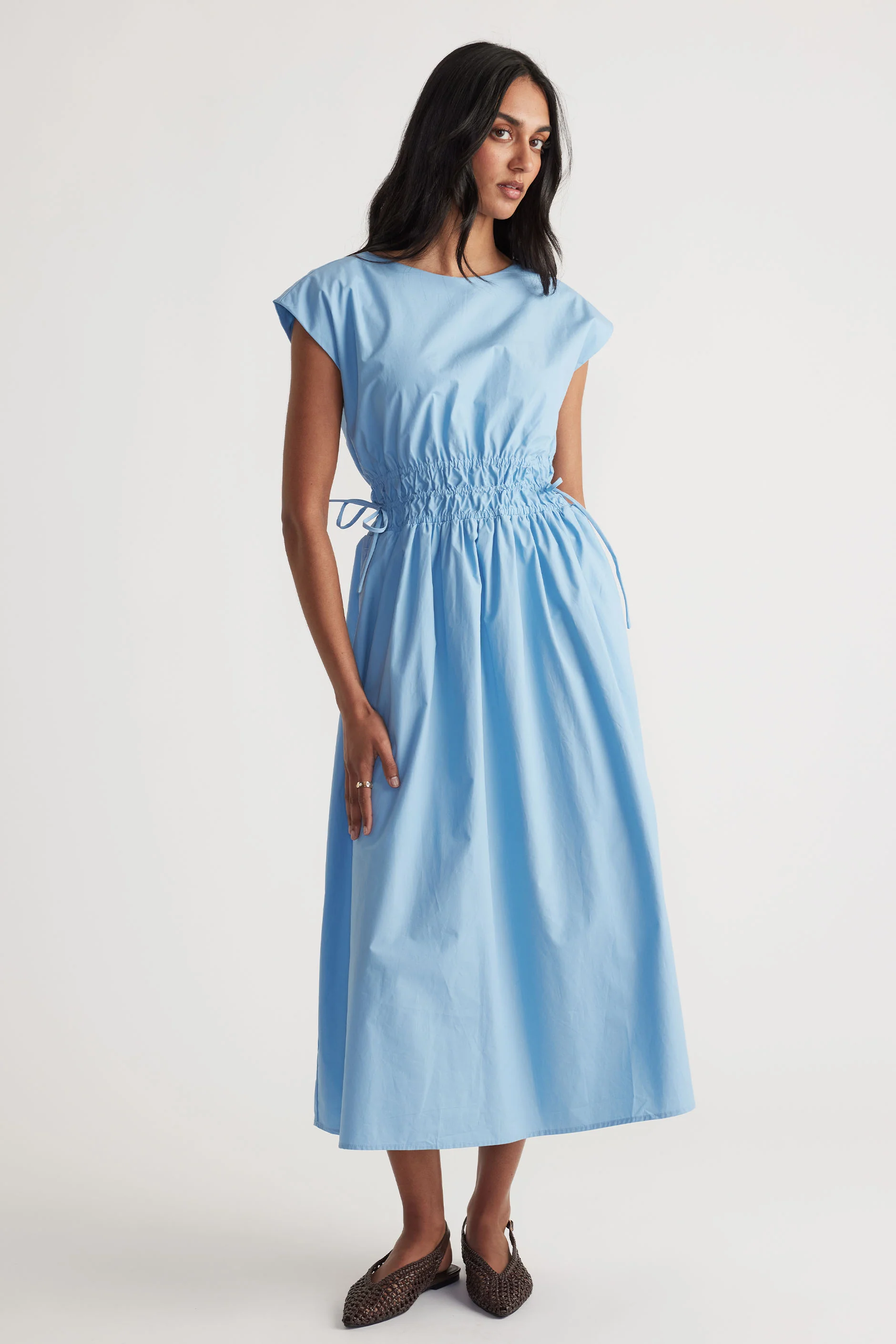 Zoe Shirred Waist Midi Dress